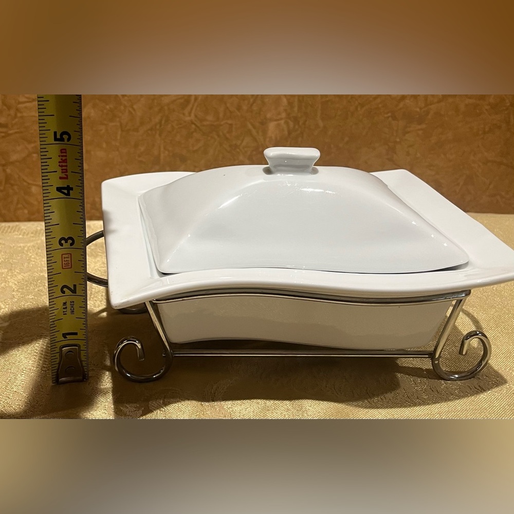 Elegant Ceramic Covered Dish with Stand - Picture 7 of 8